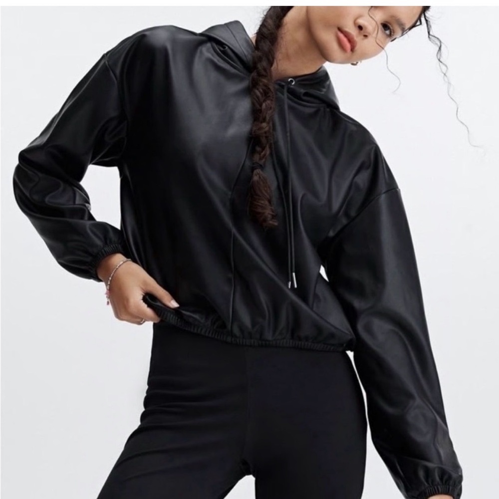 Fabletics Vegan Leather Hoodie Size XL